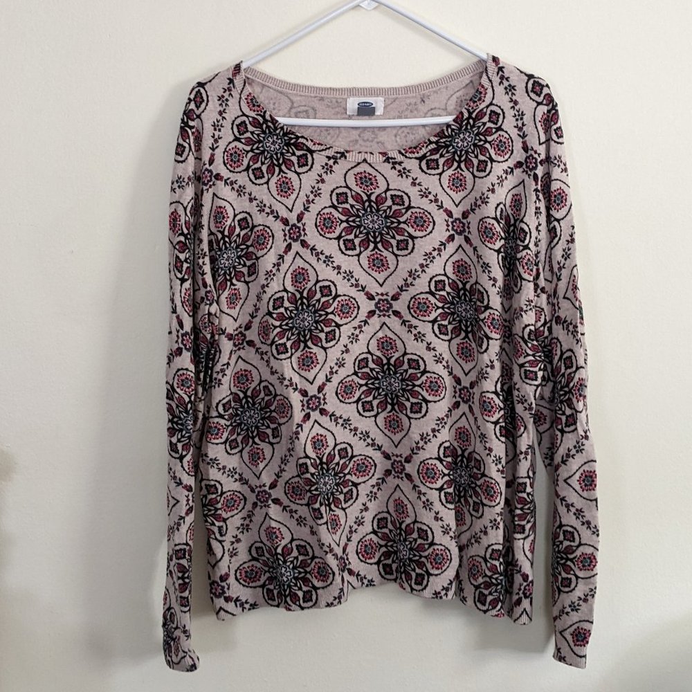 BOGO SALE! OLD NAVY Cream Floral Boho Lightweight Sweater, Women's Size XXL